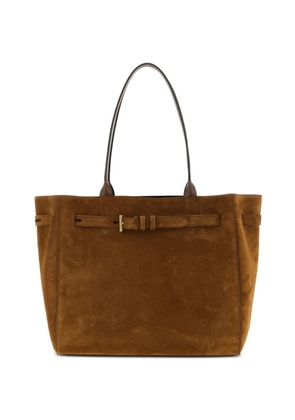 TOM FORD metal buckle calfskin tote bag - Brown