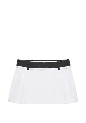 Prada poplin and rush stitch miniskirt - White