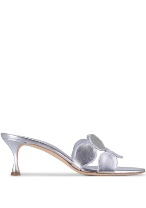 Manolo Blahnik Haribalmu metallic floral-detail sandals - Silver