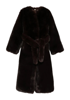 Cult Gaia belted faux-fur coat - Brown