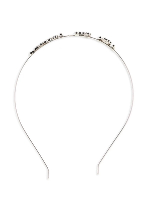 RED(V) rhinestone headband - Silver