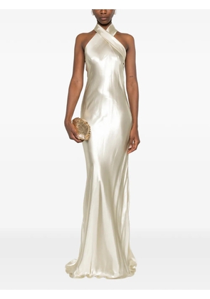 Galvan London Pandora halterneck maxi dress - Neutrals