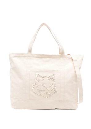 Maison Kitsuné XL fox-log tote bag - Neutrals