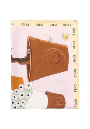 FENDI Gardening-print silk scarf - Pink