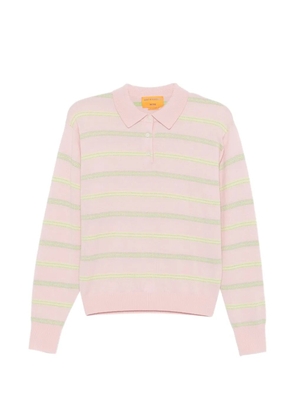 Guest In Residence Collegiate striped collared polo shirt - Pink