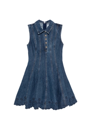Self-Portrait broderie denim mini dress - Blue