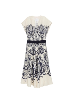 Sara Roka Glady damask-belt midi dress - Neutrals