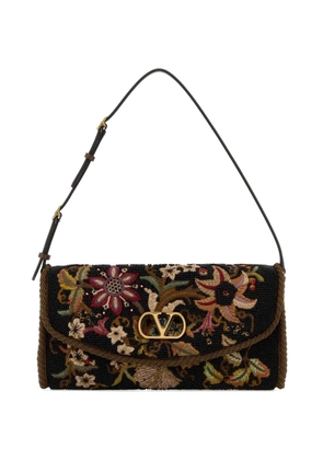 Valentino Garavani small DeVain embroidered shoulder bag - Black