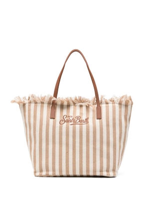 MC2 Saint Barth City striped fringed tote bag - White