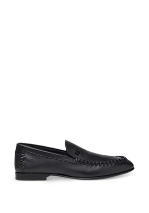 FENDI logo detail stitching loafers - Black