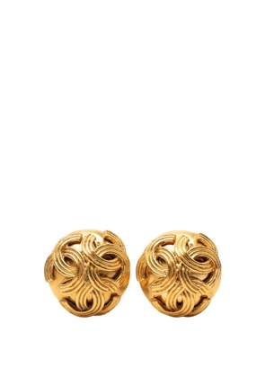 CHANEL Pre-Owned 1994 Triple CC Gold Plated Clip On Closure costume earrings
