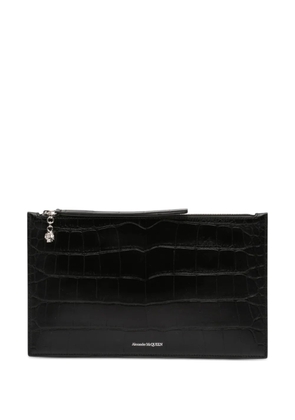 Alexander McQueen Pre-Owned 2010-2025 Croc Embossed Leather Pouch clutch bag - Black