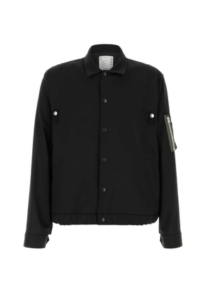 sacai twill shirt jacket - Black