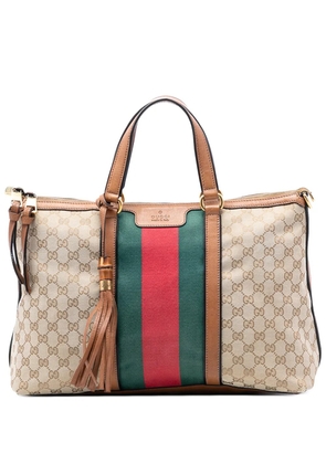 Gucci Pre-Owned 2016-2025 Medium GG Canvas Web Rania Top Handle Bag satchel - Brown