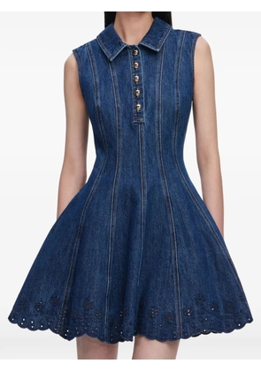 Self-Portrait denim broderie mini dress - Blue