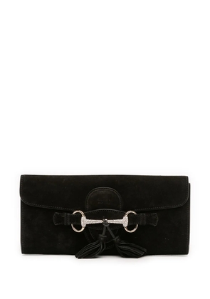 Gucci Pre-Owned 2016-2025 Suede Crystal Horsebit Broadway clutch bag - Black