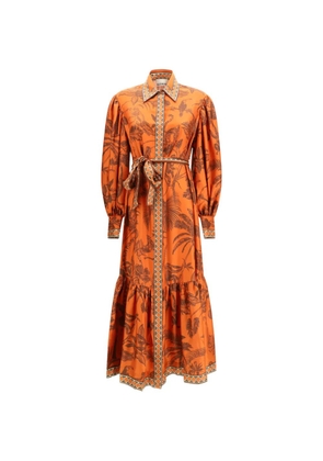 ALEMAIS belt-detail midi dress - Orange