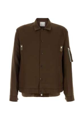 sacai twill shirt jacket - Brown