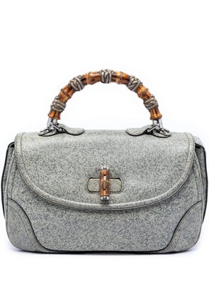 Gucci Pre-Owned 2016-2025 Large Speckled Leather New Bamboo Top Handle Bag satchel - Grey