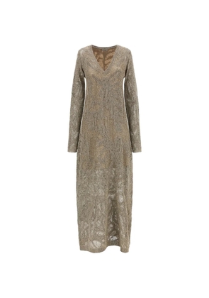 Brunello Cucinelli sequin-embellishment knitted dress - Neutrals