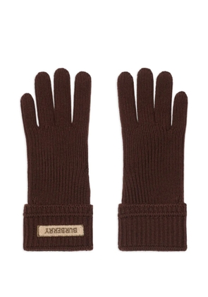 Burberry logo-patch wool-blend gloves - Brown