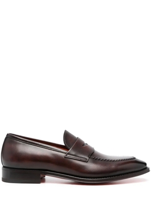 Santoni polished penny loafers - Brown