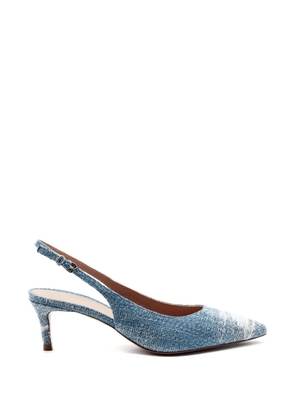 Festa Milano Bruny pointed buckle denim pumps - Blue