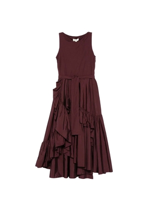 PSOPHIA ruffled belted midi dress - Red