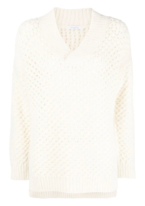 Malo open-knit V-neck jumper - Neutrals
