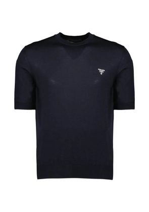 Prada logo-embroidered T-shirt - Blue