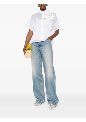 PSOPHIA floral-appliqué shirt - White