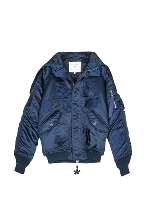 Cecilie Bahnsen floral patch bomber jacket - Blue