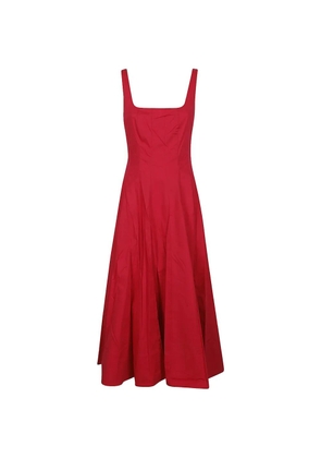 STAUD Wells midi square-neck dress - Red