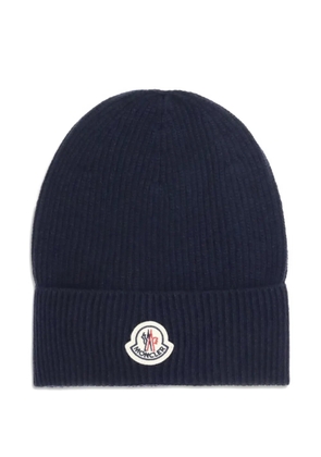 Moncler logo-patch beanie - Blue
