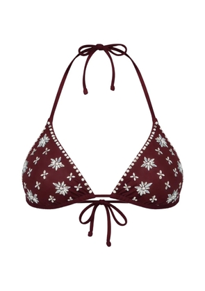 TWINSET embroidered triangle-shape bikini top - Purple