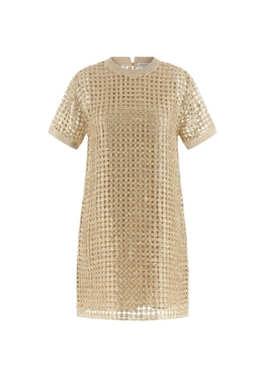 Brunello Cucinelli sequin mesh-knit mini dress - Gold