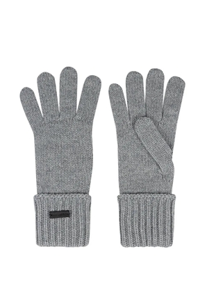 Saint Laurent ribbed logo-patch gloves - Grey