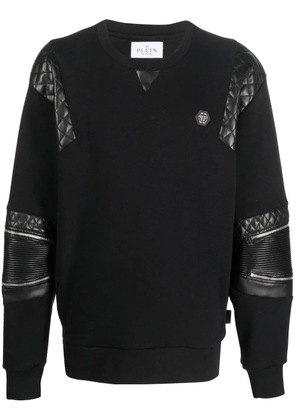 Philipp Plein diamond-quilt panelled sweatshirt - Black