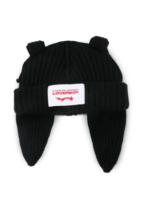 Charles Jeffrey Loverboy ears knitted beanies hat - Black