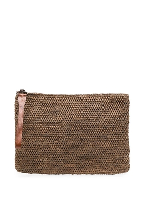 IBELIV woven zipped clutch bag - Brown