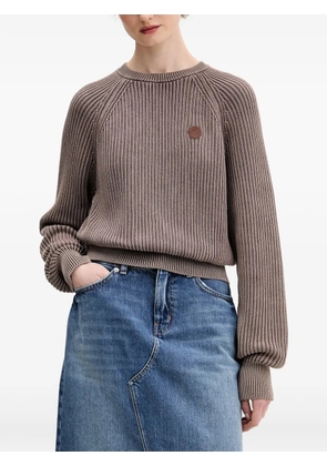HUGO Slipery round-logo knitted top - Brown