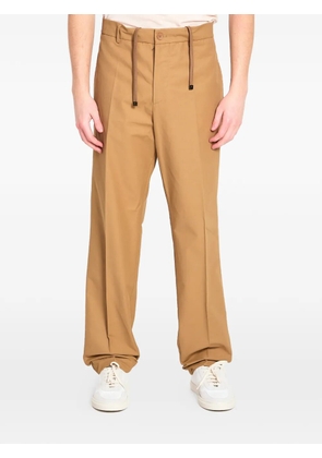 Moncler drawstring leather logo patch trousers - Neutrals