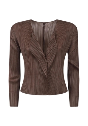 Pleats Please Issey Miyake pleated cropped cardigan - Brown