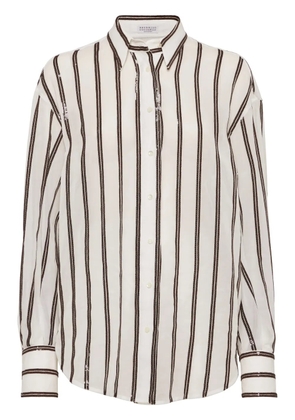 Brunello Cucinelli sequin-embellished shirt - White