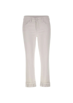LIU JO rhinestone-cuff trousers - White