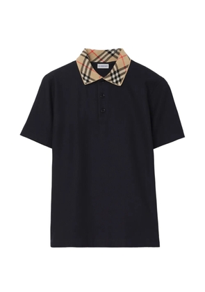 Burberry Check collar cotton polo shirt - Blue