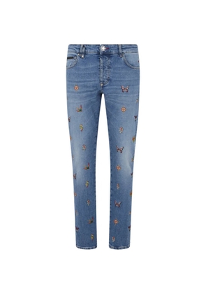 Philipp Plein embroidered straight jeans - Blue