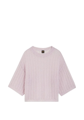 BOSS open-knit round-neck sweater - Pink
