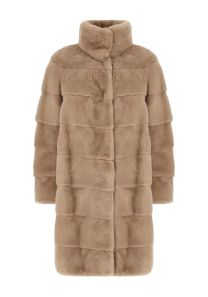 OLIVIA V horizontal-panel fur coat - Brown