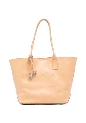 Hogan Adress debossed leather tote bag - Neutrals